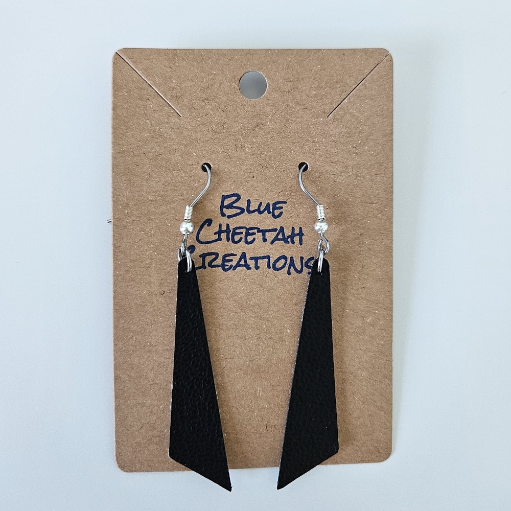 Faux leather earrings, multiple colors available, dangle, triangle earrings